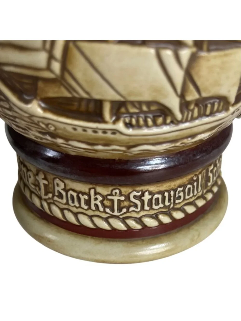 Vintage Avon Ceramic Beer Stein Broken‎ Pewter Lid Nautical Scene 1977